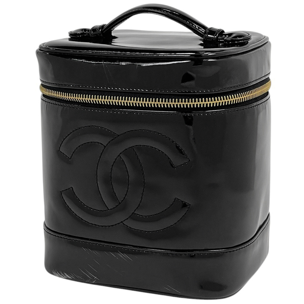 Chanel CHANEL Bag/Cosmetic Pouch Coco Mark Vanity Bag Enamel Patent Leather B...